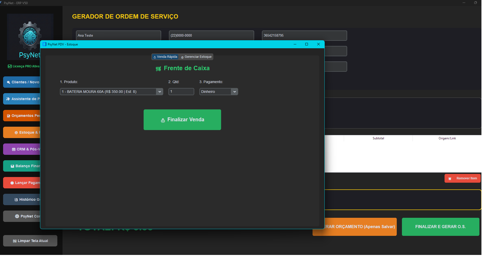 Controle de Estoque e CRM
